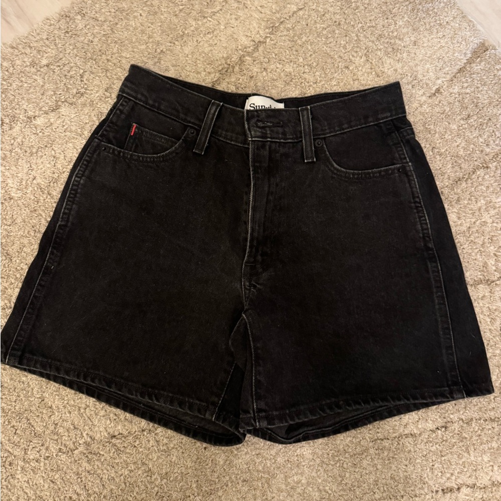 Aritzia Sunday Best Black Jean Shorts High-Waisted Denim